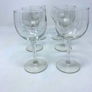 Set of 6 Vintage “R” Frosted Monogram Wine Glasses